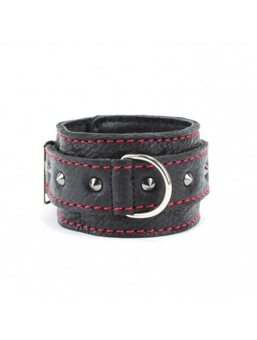 Черные оковы с шипами и контрастной строчкой - БДСМ Арсенал - купить с доставкой в Норильске