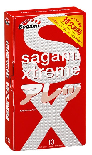 Утолщенные презервативы Sagami Xtreme Feel Long с точками - 10 шт. - Sagami - купить с доставкой в Норильске