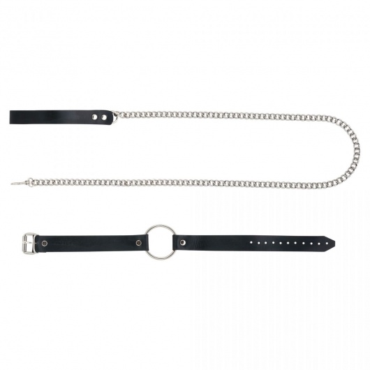 Черный поводок и чокер с кольцом Rada - Rebelts - купить с доставкой в Норильске