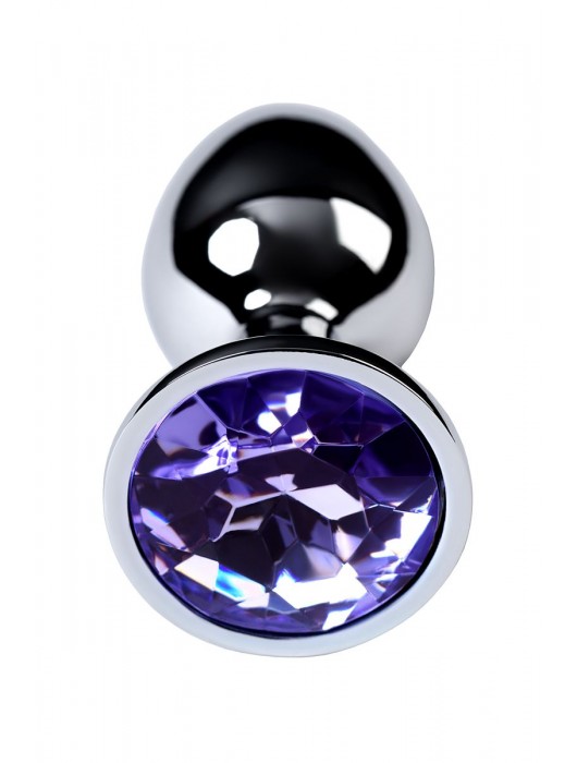 Серебристая конусовидная анальная пробка с фиолетовым кристаллом - 7 см. - ToyFa - купить с доставкой в Норильске
