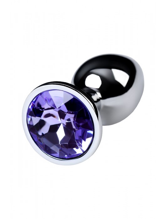 Серебристая конусовидная анальная пробка с фиолетовым кристаллом - 7 см. - ToyFa - купить с доставкой в Норильске