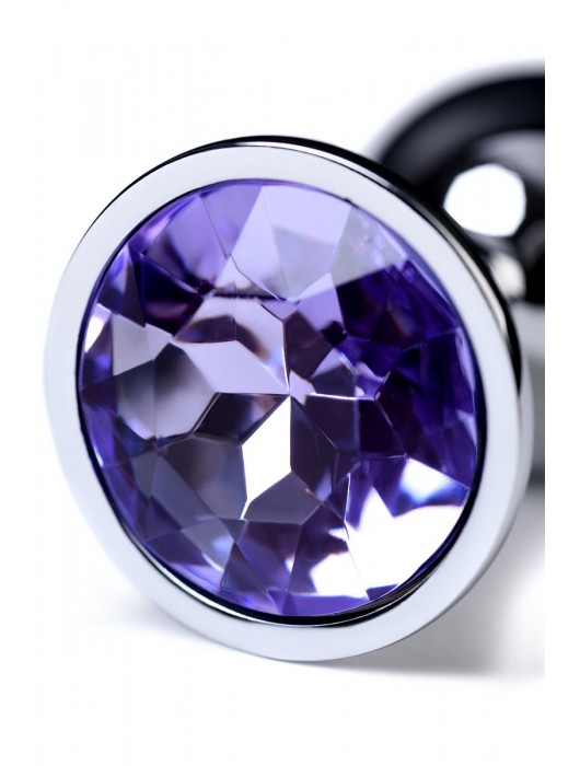 Серебристая конусовидная анальная пробка с фиолетовым кристаллом - 7 см. - ToyFa - купить с доставкой в Норильске