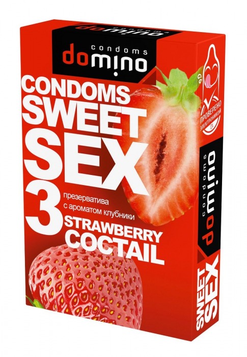 Презервативы для орального секса DOMINO Sweet Sex с ароматом клубничного коктейля  - 3 шт. - Domino - купить с доставкой в Норильске