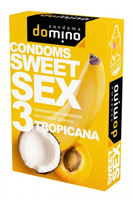 Презервативы для орального секса DOMINO Sweet Sex с ароматом тропических фруктов - 3 шт. - Domino - купить с доставкой в Норильске