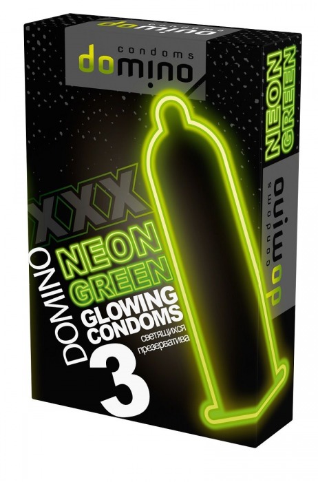 Презервативы DOMINO Neon Green со светящимся в темноте кончиком - 3 шт. - Domino - купить с доставкой в Норильске