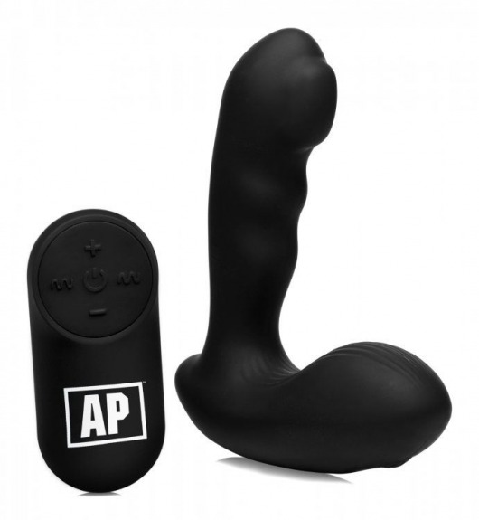 Черный стимулятор простаты Alpha-Pro 7X P-Milker Silicone Prostate Stimulator with Milking Bead - XR Brands - в Норильске купить с доставкой