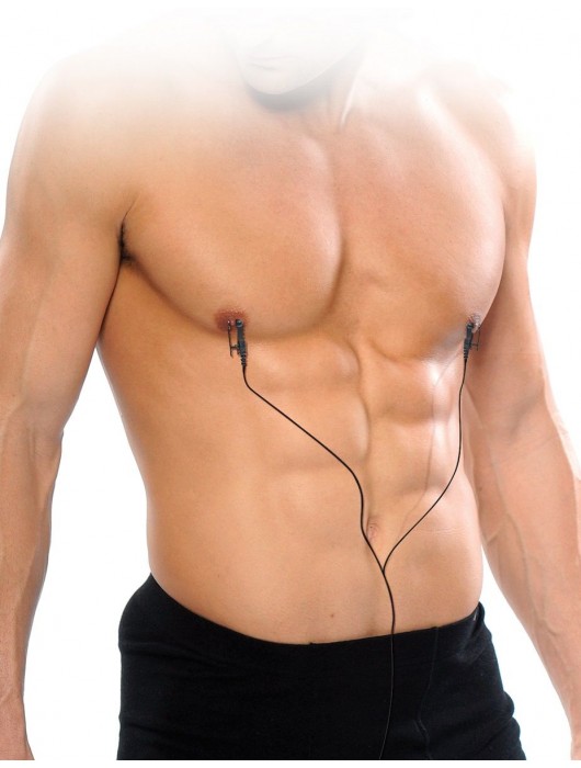 Черные электрические зажимы для сосков Shock Therapy Nipple Clamps - Pipedream - купить с доставкой в Норильске