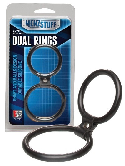 Чёрное двойное эрекционное кольцо Dual Rings Black - Dream Toys - в Норильске купить с доставкой