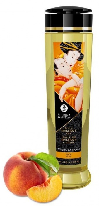 Массажное масло для тела с ароматом персика Stimulation - 240 мл. - Shunga - купить с доставкой в Норильске