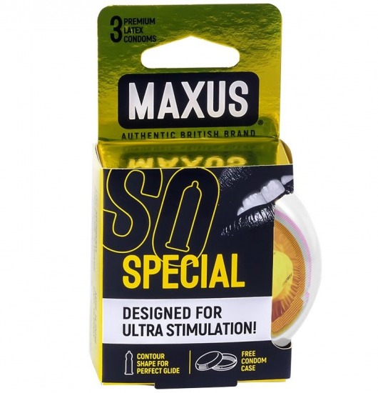 Презервативы с точками и рёбрами в пластиковом кейсе MAXUS Special - 3 шт. - Maxus - купить с доставкой в Норильске