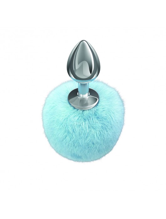 Серебристая анальная пробка с голубым пушистым хвостиком Twinkle - Lola Games - купить с доставкой в Норильске
