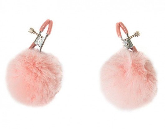Зажимы на соски Angelic с розовыми меховыми шариками - Lola Games - купить с доставкой в Норильске