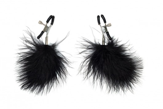 Зажимы на соски с черным пухом Euphoric - Lola Games - купить с доставкой в Норильске