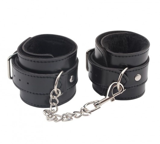 Черные оковы на ноги Obey Me Leather Ankle Cuffs - Chisa - купить с доставкой в Норильске