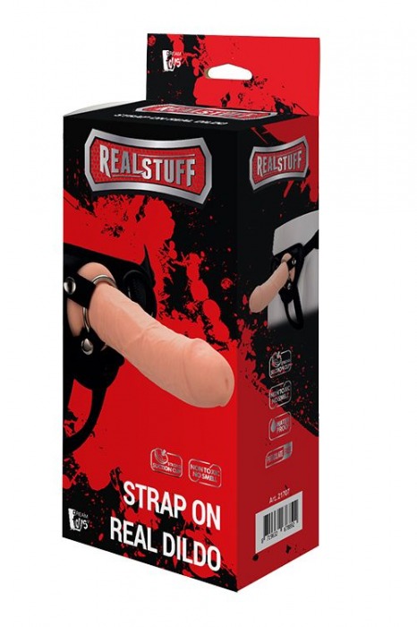 Черные трусики с телесной насадкой STRAP ON REAL DILDO - 21 см. - Dream Toys - купить с доставкой в Норильске