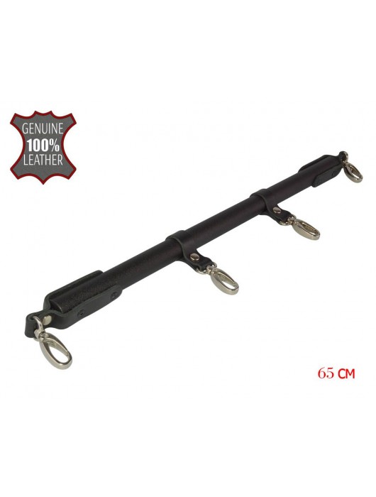 Черная металлическая распорка с кожаными ремешками и карабинами - 65 см. - Sitabella - купить с доставкой в Норильске