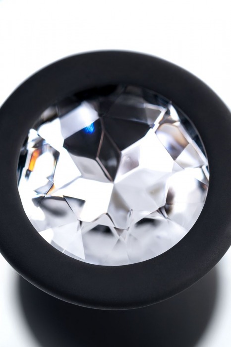 Черная анальная втулка с прозрачным стразом - 7,2 см. - POPO Pleasure - купить с доставкой в Норильске