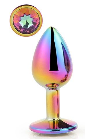 Голографическая анальная втулка с радужным кристаллом - 7,1 см. - Dream Toys - купить с доставкой в Норильске