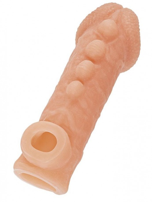 Телесная закрытая насадка с шишечками Cock Sleeve Size S - 13,8 см. - KOKOS - в Норильске купить с доставкой