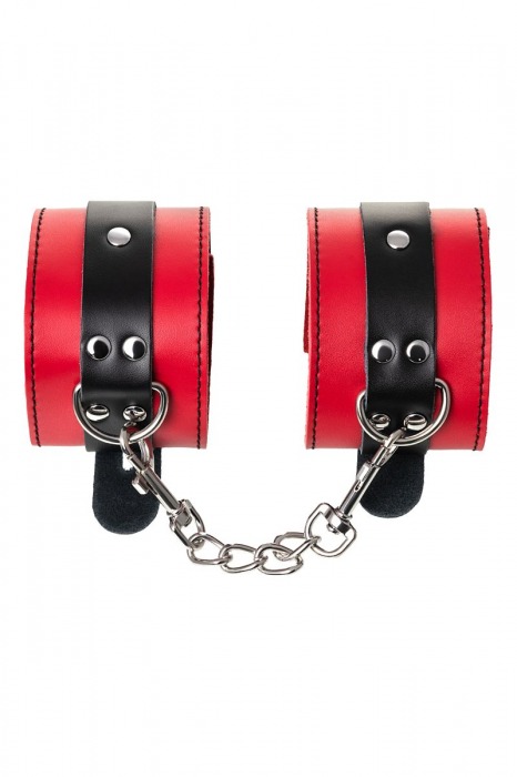 Красно-черные оковы на ноги из кожи - ToyFa - купить с доставкой в Норильске
