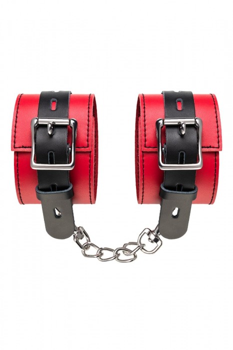 Красно-черные оковы на ноги из кожи - ToyFa - купить с доставкой в Норильске