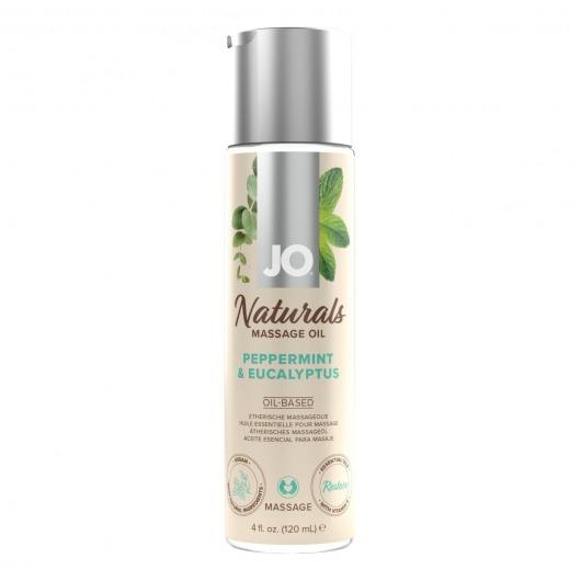 Массажное масло с ароматом перечной мяты и эвкалипта JO Naturals Peppermint   Eucalyptus - 120 мл. - System JO - купить с доставкой в Норильске