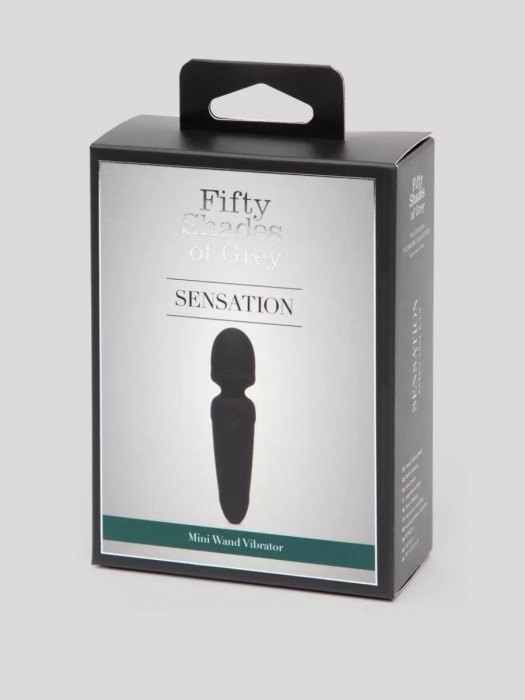 Черный мини-wand Sensation Rechargeable Mini Wand Vibrator - 10,1 см. - Fifty Shades of Grey