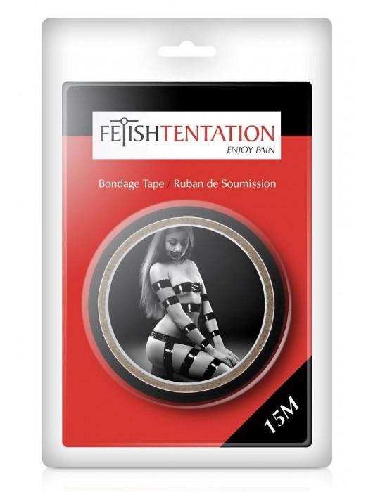 Черный скотч для фиксации - 15 м. - Fetish Tentation - купить с доставкой в Норильске