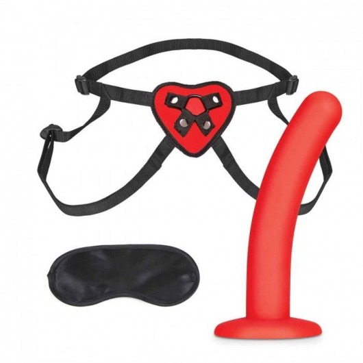 Красный поясной фаллоимитатор Red Heart Strap on Harness   5in Dildo Set - 12,25 см. - Lux Fetish - купить с доставкой в Норильске