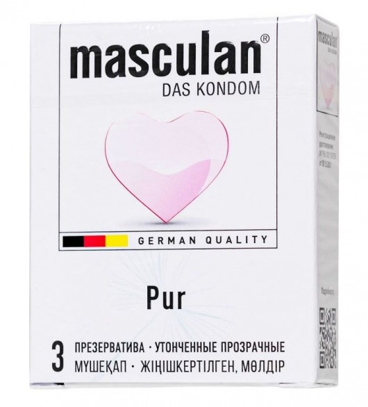 Супертонкие презервативы Masculan Pur - 3 шт. - Masculan - купить с доставкой в Норильске