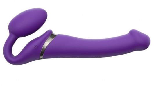 Фиолетовый безремневой вибрострапон Vibrating Bendable Strap-On - size L - Strap-on-me - купить с доставкой в Норильске