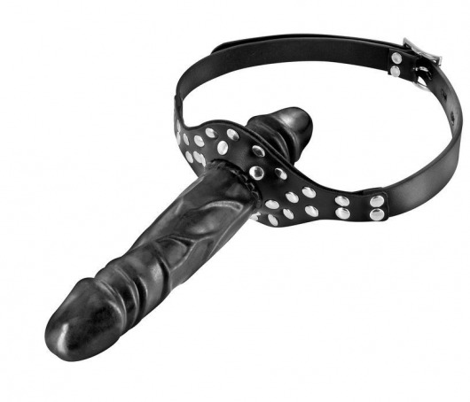 Черный кляп-фаллоимитатор Double Penis Gag - Fetish Tentation - купить с доставкой в Норильске
