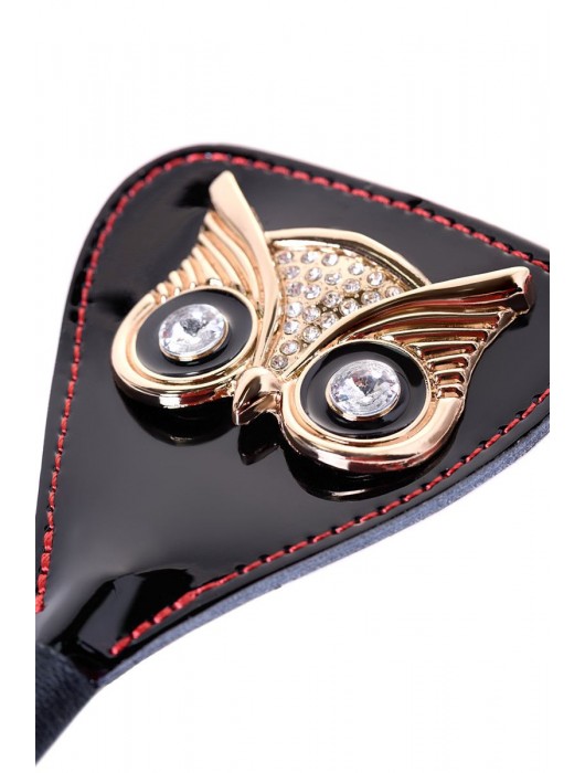 Чёрный стек с совой на кожаном наконечнике - 24 см. - ToyFa - купить с доставкой в Норильске