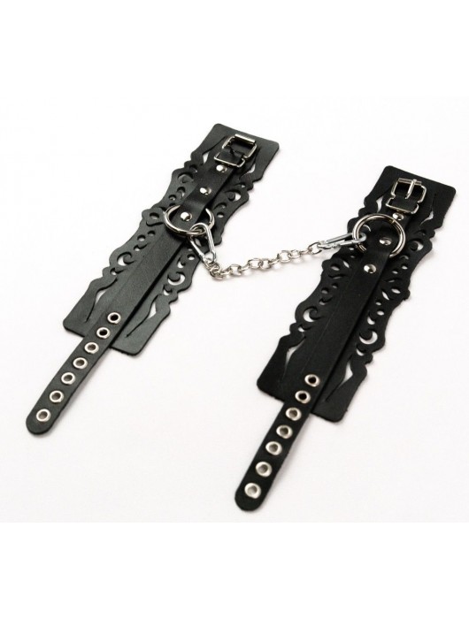 Узорчатые кожаные оковы с регулируемыми ремешками - Crazy Handmade - купить с доставкой в Норильске