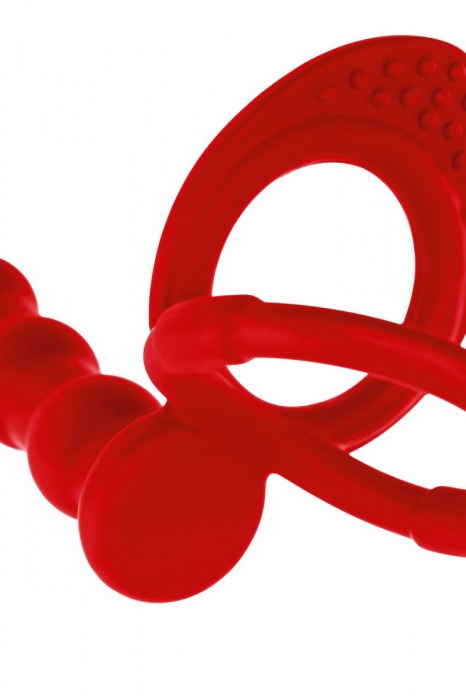 Красная насадка на пенис для двойного проникновения - 19,5 см. - ToyFa - купить с доставкой в Норильске
