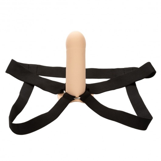 Телесный фаллопротез из силикона Extension with Harness - 15,75 см. - California Exotic Novelties - купить с доставкой в Норильске