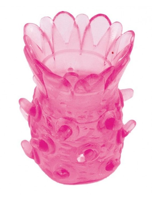 Розовая рельефная насадка на пенис - Toyfa Basic - в Норильске купить с доставкой