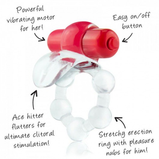 Виброкольцо с язычком и красным виброэлементом Overtime - Screaming O - в Норильске купить с доставкой