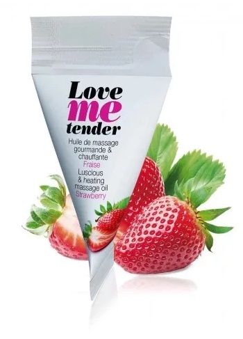 Съедобное согревающее массажное масло Love Me Tender Strawberry с ароматом клубники - 10 мл. - Love to Love - купить с доставкой в Норильске