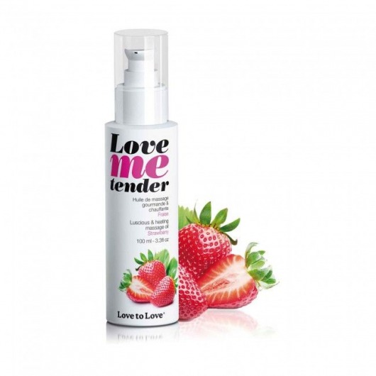 Съедобное согревающее массажное масло Love Me Tender Strawberry с ароматом клубники - 100 мл. - Love to Love - купить с доставкой в Норильске