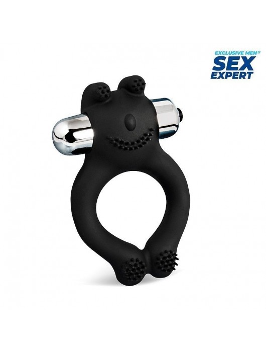 Черное силиконовое эрекционное виброкольцо Sex Expert - Sex Expert - в Норильске купить с доставкой