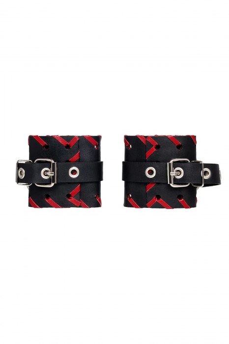 Черно-красные наручники из натуральной кожи - Pecado - купить с доставкой в Норильске