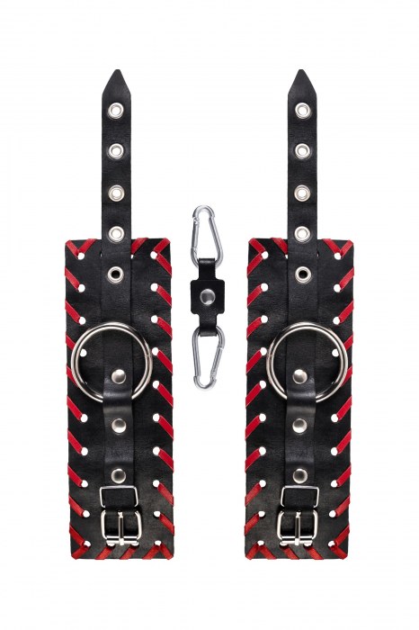 Черно-красные наручники из натуральной кожи - Pecado - купить с доставкой в Норильске