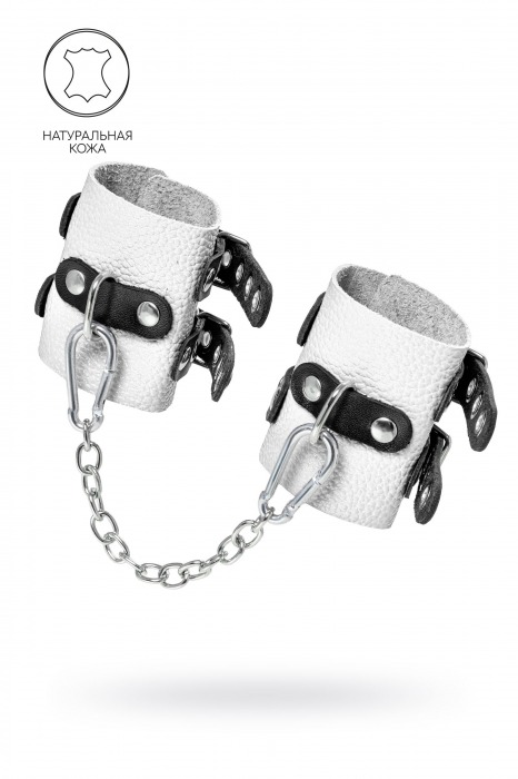 Бело-черные наручники с двумя ремешками и люверсами - Pecado - купить с доставкой в Норильске