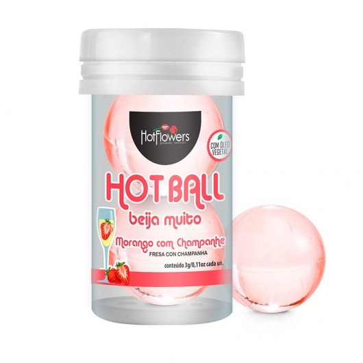 Лубрикант на масляной основе Hot Ball Beija Muito с ароматом клубники и шампанского (2 шарика по 3 гр.) - HotFlowers - купить с доставкой в Норильске