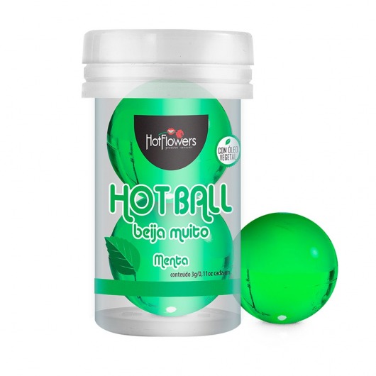 Лубрикант на масляной основе Hot Ball Beija Muito с ароматом мяты (2 шарика по 3 гр.) - HotFlowers - купить с доставкой в Норильске