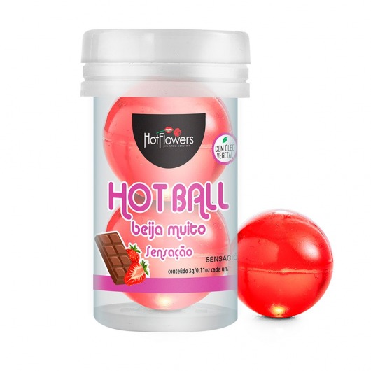 Лубрикант на масляной основе Hot Ball Beija Muito с ароматом шоколада и клубники (2 шарика по 3 гр.) - HotFlowers - купить с доставкой в Норильске