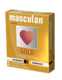 Презервативы Masculan Ultra Gold с золотым напылением и ароматом ванили - 3 шт. - Masculan - купить с доставкой в Норильске