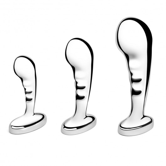 Набор из 3 стальных стимуляторов простаты Stainless Steel P-spot Training Set - b-Vibe - в Норильске купить с доставкой