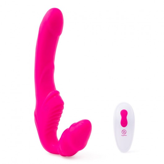 Розовый безремневой страпон на радиоуправлении Strapless Together - 22 см. - Together Toy - купить с доставкой в Норильске